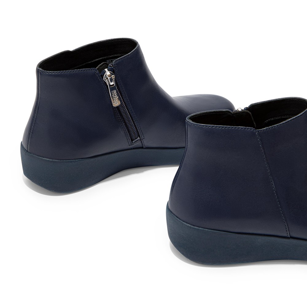 Fitflop Womens Boots Navy - Sumi Leather Ankle - FB4693528